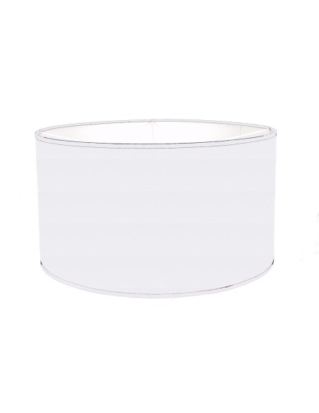 ABAT-JOUR  CYLINDRIQUE UNI  CHINTZ BLANC CASSE BIAIS ASSORTI