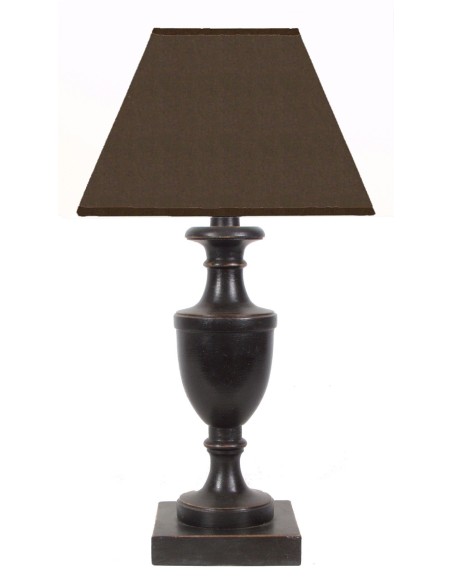 LAMPE DE TABLE PIED NOIR ABAT JOUR MARRON