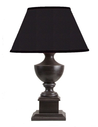 LAMPE DE TABLE BOIS BRUN ABAT-JOUR NOIR