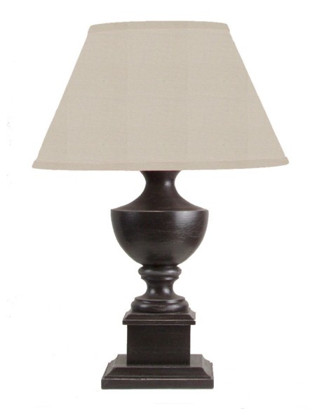 LAMPE DE TABLE BOIS BRUN ABAT-JOUR PIERRE