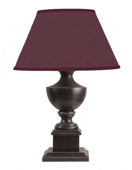 LAMPE DE TABLE BOIS BRUN ABAT-JOUR PRUNE