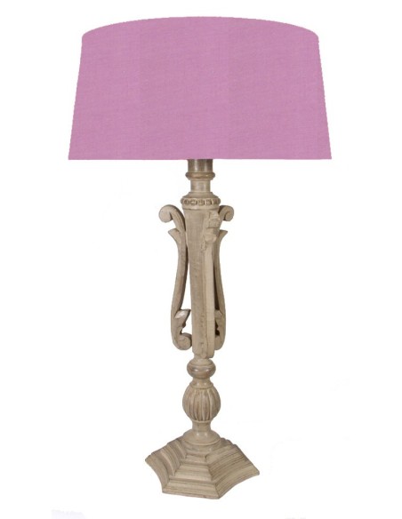 LAMPE BOIS ABAT-JOUR LILAS