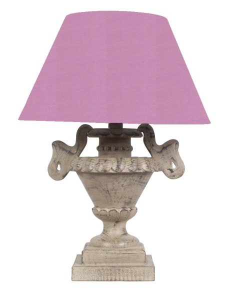 LAMPE DE TABLE BOIS ABAT-JOUR LILAS