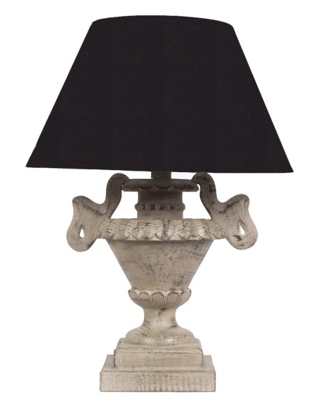 LAMPE DE TABLE BOIS ABAT-JOUR NOIR