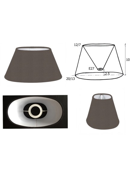 ABAT-JOUR OVALE 20 CM TISSU COTON MINERAI