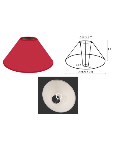 ABAT-JOUR ROND PENTU cotonnette bordeaux 20/7/11