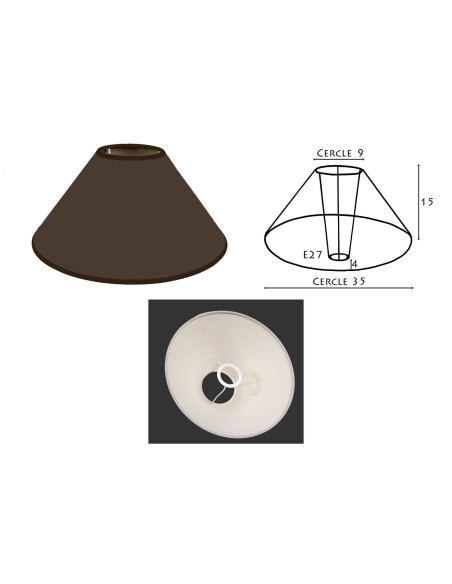 ABAT-JOUR ROND PENTU cotonnette marron 35/9/15