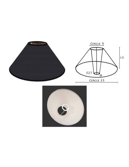 ABAT-JOUR ROND PENTU chintz noir 35/9/15