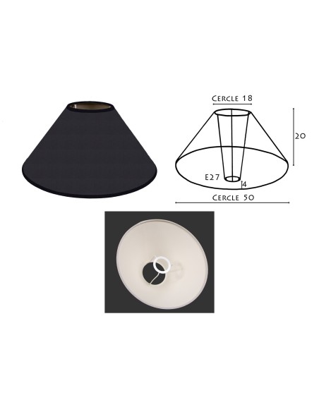 ABAT-JOUR ROND PENTU chintz noir 50/18/20