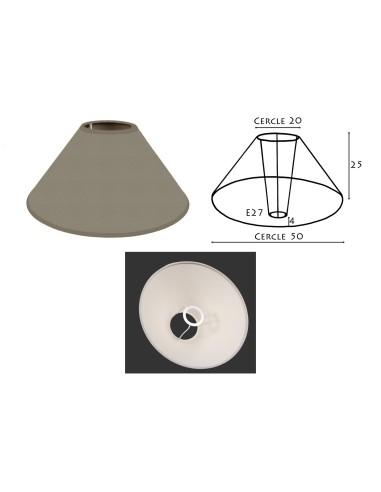 ABAT-JOUR ROND PENTU cotonnette souris 50/20/25