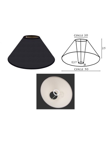 ABAT-JOUR ROND PENTU chintz noir 50/20/25