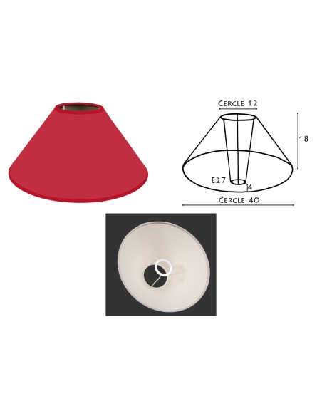 ABAT-JOUR ROND PENTU COTONETTE BORDEAUX 40/12/18