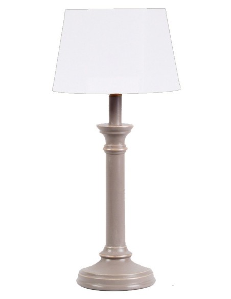 LAMPE A POSER EN BOIS CALABRE ABAT-JOUR CH BLANC CASSE