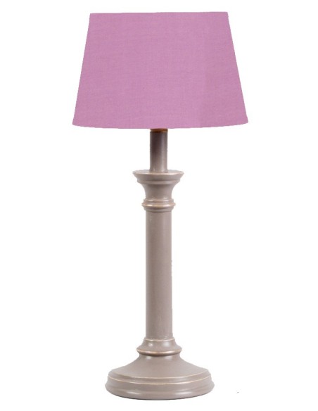 LAMPE A POSER EN BOIS CALABRE ABAT-JOUR COT LILAS