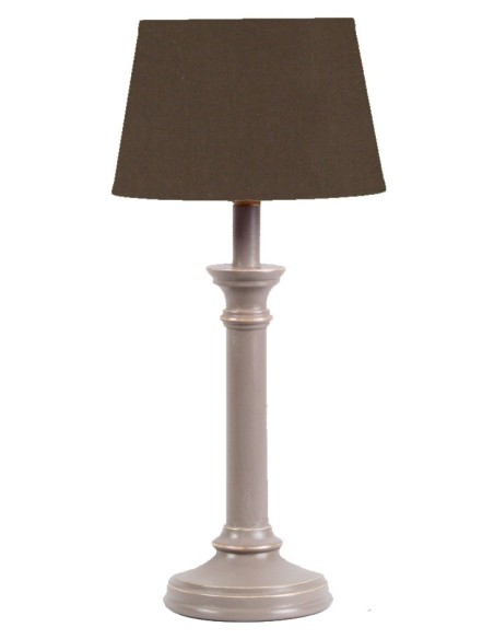 LAMPE A POSER EN BOIS CALABRE ABAT-JOUR COT MARRON