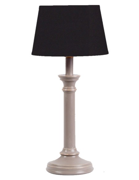 LAMPE A POSER EN BOIS CALABRE ABAT-JOUR COT NOIR