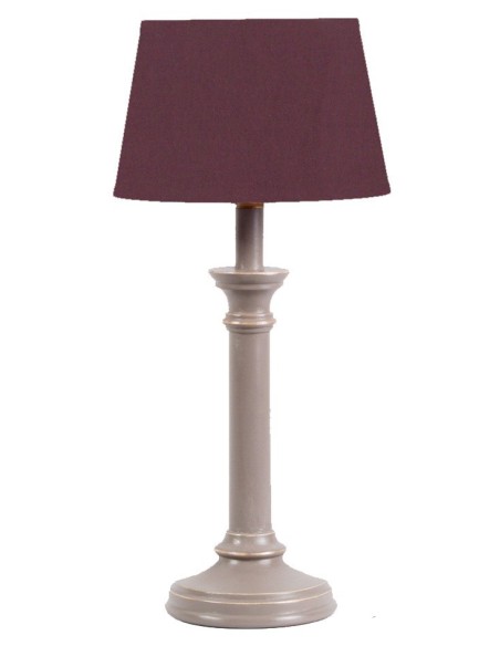 LAMPE A POSER EN BOIS CALABRE ABAT-JOUR CH PRUNE