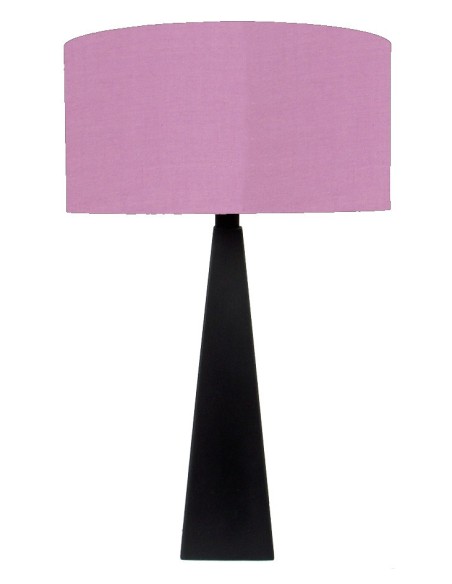 LAMPE DE TABLE WENGE ABAT-JOUR CYLINDRE LILAS