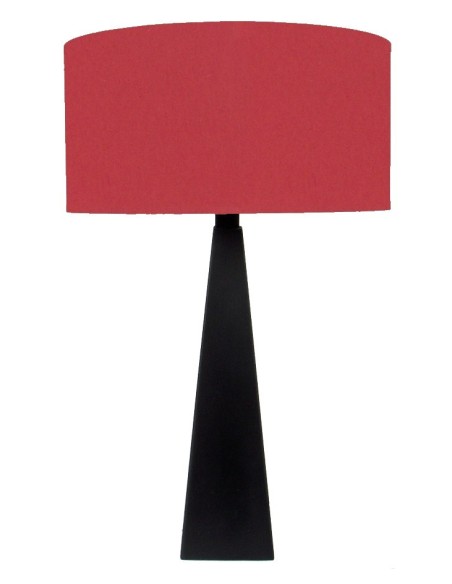 LAMPE DE TABLE WENGE ABAT-JOUR CYLINDRE ROUGE FONCE