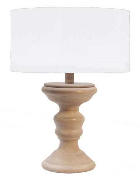 LAMPE EN BOIS ABAT-JOUR BLANC CASSÉ