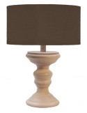 LAMPE EN BOIS ABAT-JOUR MARRON