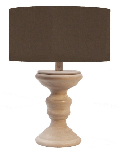 LAMPE EN BOIS ABAT-JOUR MARRON