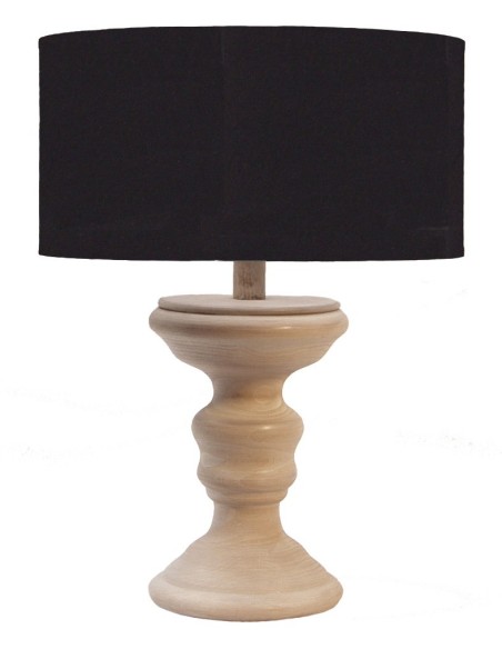 LAMPE EN BOIS ABAT-JOUR NOIR