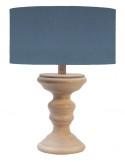 LAMPE EN BOIS ABAT JOUR BLEU PETROLE