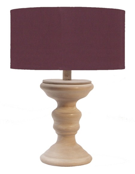 LAMPE EN BOIS ABAT JOUR COULEUR PRUNE