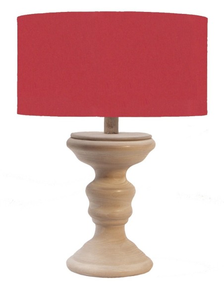 LAMPE EN BOIS ABAT JOUR ROUGE