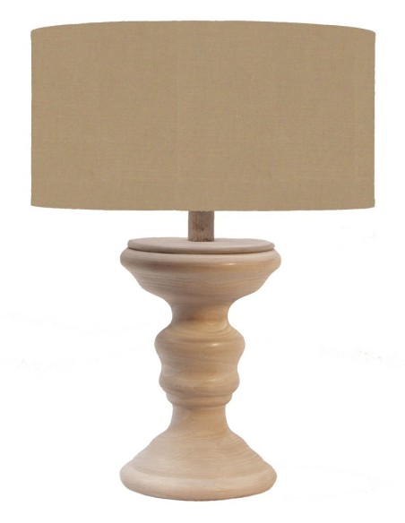 LAMPE EN BOIS ABAT JOUR TISSU SMOKE