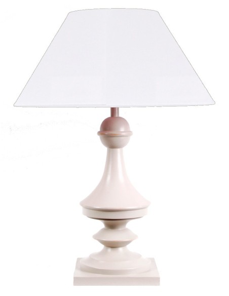 LAMPE EN BOIS ET SON ABAT-JOUR EN TISSU BLANC CASSÉ