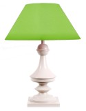 LAMPE EN BOIS ET SON ABAT-JOUR EN TISSU VERT GRANNY