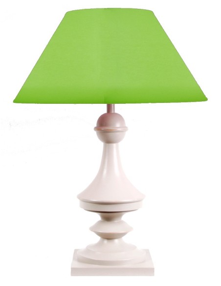 LAMPE EN BOIS ET SON ABAT-JOUR EN TISSU VERT GRANNY