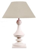 LAMPE EN BOIS - ABAT-JOUR TISSU BEIGE PIERRE