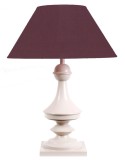 LAMPE EN BOIS - ABAT-JOUR TISSU COULEUR PRUNE