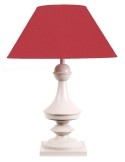 LAMPE EN BOIS - ABAT-JOUR TISSU COULEUR ROUGE