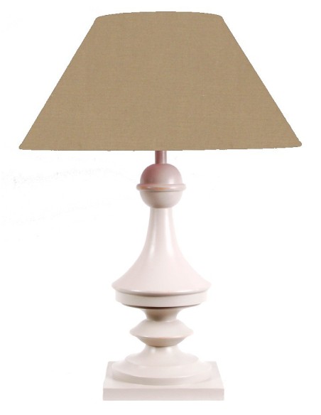 LAMPE EN BOIS - ABAT-JOUR TISSU COULEUR SMOKE