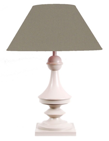 LAMPE EN BOIS - ABAT-JOUR TISSU COULEUR GRIS SOURIS