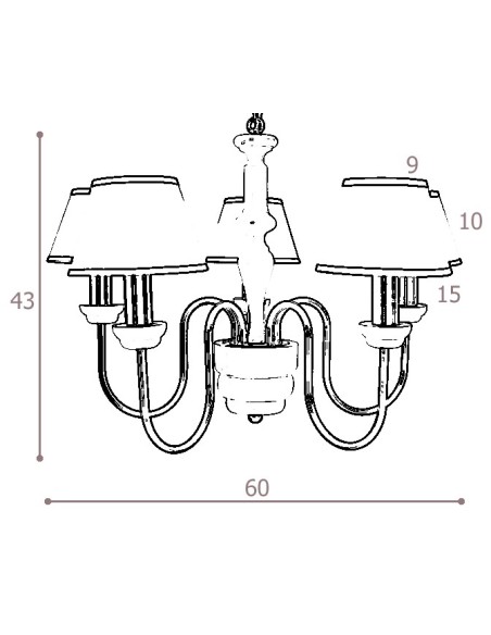 lustre 5 branches métal et bois.