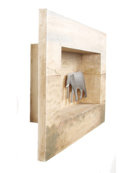 CADRE AVEC RHINO ET ELEPHANT