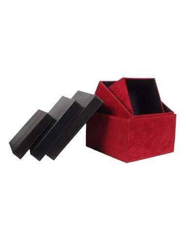 SET DE 3 BOITES CUIR/ROUGE